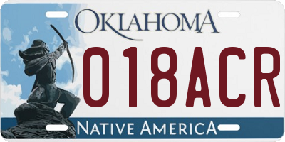 OK license plate 018ACR