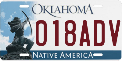 OK license plate 018ADV
