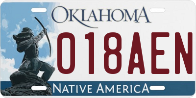 OK license plate 018AEN