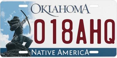 OK license plate 018AHQ