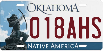 OK license plate 018AHS