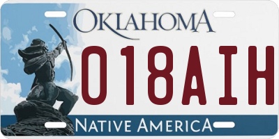 OK license plate 018AIH
