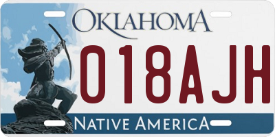 OK license plate 018AJH