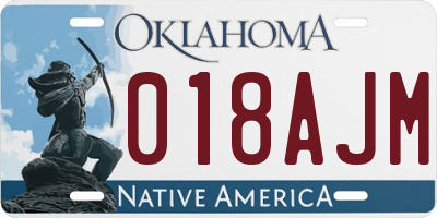 OK license plate 018AJM
