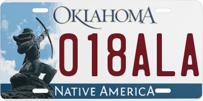 OK license plate 018ALA