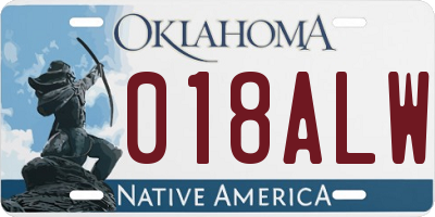 OK license plate 018ALW