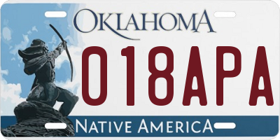 OK license plate 018APA