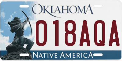 OK license plate 018AQA