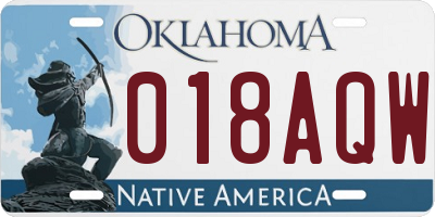 OK license plate 018AQW