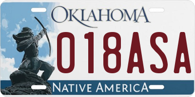 OK license plate 018ASA