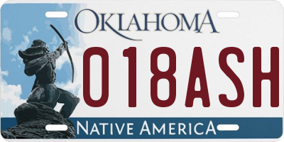 OK license plate 018ASH
