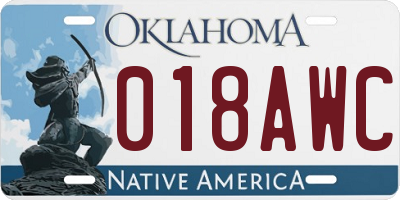 OK license plate 018AWC