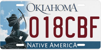 OK license plate 018CBF