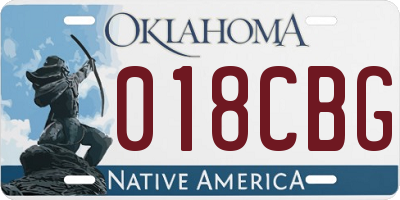 OK license plate 018CBG
