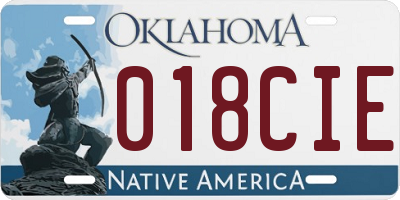 OK license plate 018CIE