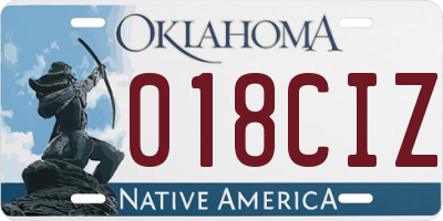 OK license plate 018CIZ
