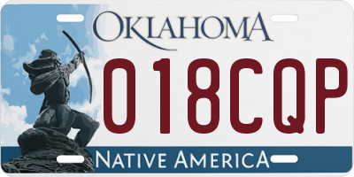 OK license plate 018CQP