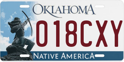 OK license plate 018CXY