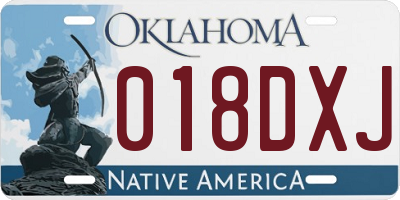 OK license plate 018DXJ