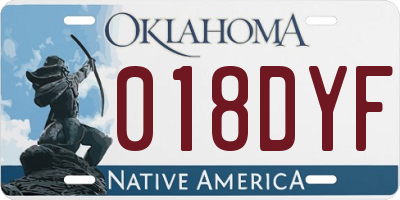 OK license plate 018DYF