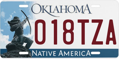 OK license plate 018TZA