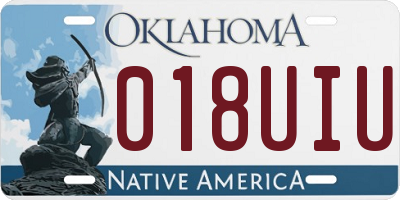 OK license plate 018UIU