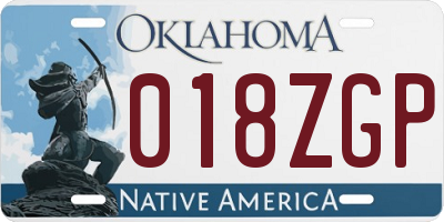 OK license plate 018ZGP