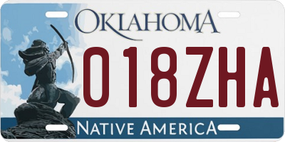 OK license plate 018ZHA