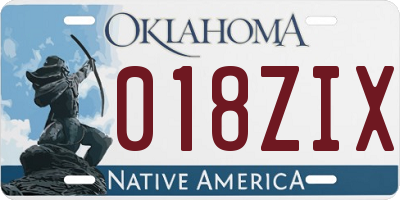 OK license plate 018ZIX
