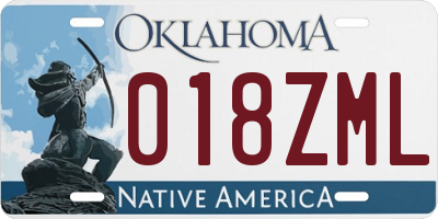 OK license plate 018ZML
