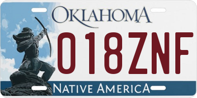 OK license plate 018ZNF