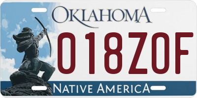OK license plate 018ZOF