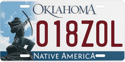 OK license plate 018ZOL