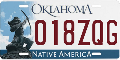 OK license plate 018ZQG
