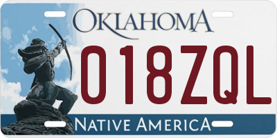 OK license plate 018ZQL