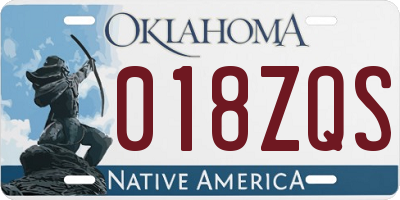 OK license plate 018ZQS