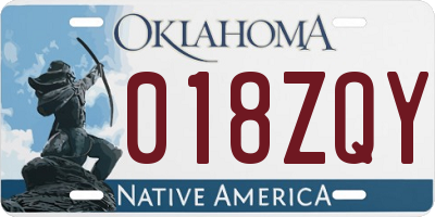 OK license plate 018ZQY