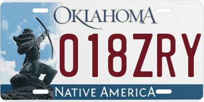 OK license plate 018ZRY