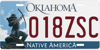 OK license plate 018ZSC