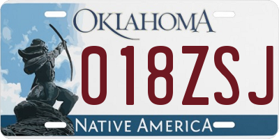 OK license plate 018ZSJ
