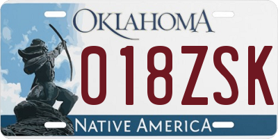 OK license plate 018ZSK