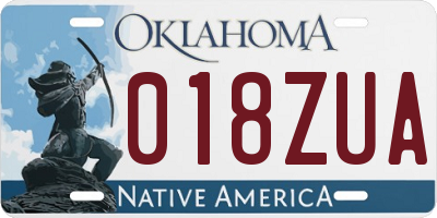 OK license plate 018ZUA