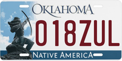 OK license plate 018ZUL