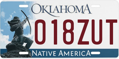 OK license plate 018ZUT