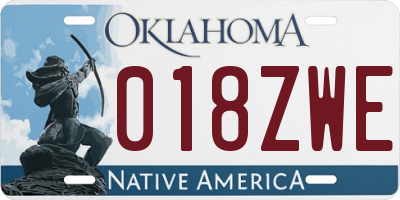 OK license plate 018ZWE