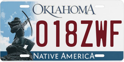 OK license plate 018ZWF