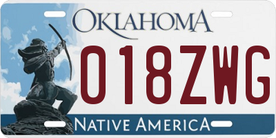 OK license plate 018ZWG