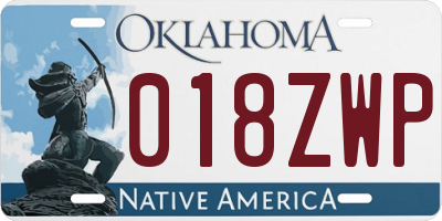 OK license plate 018ZWP