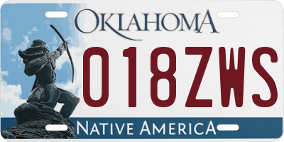 OK license plate 018ZWS