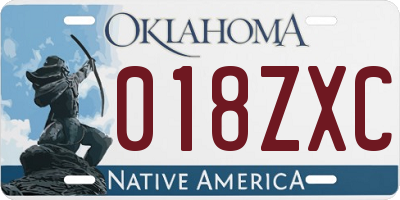 OK license plate 018ZXC